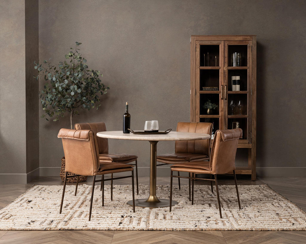 Malani - Travertine Gathering Table, alternate view 13 with metal