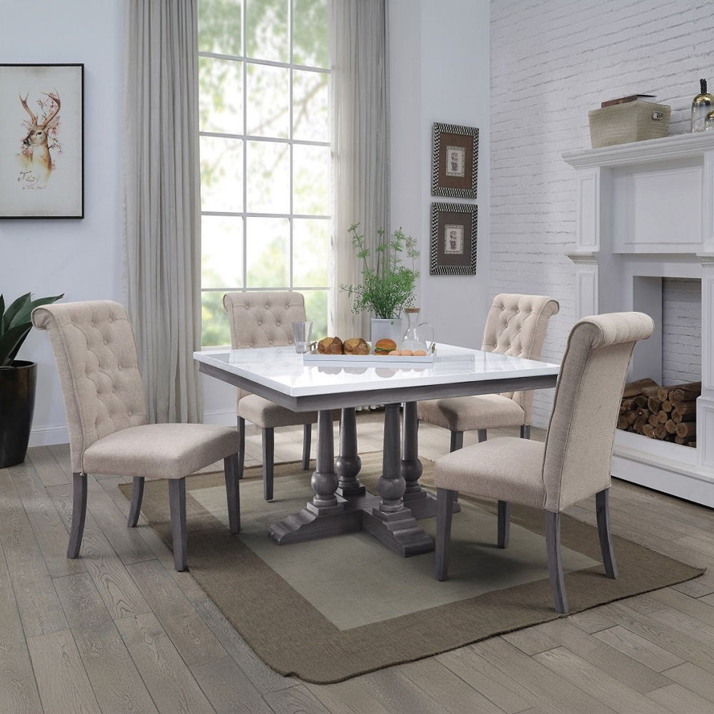 Yabeina - Side Chair (Set of 2) - Beige Linen & Gray, alternate view 8 with wood construction