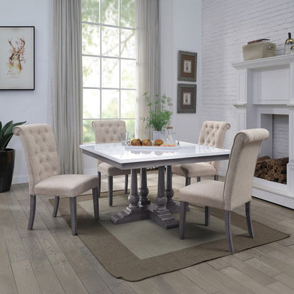 Yabeina - Side Chair (Set of 2) - Beige Linen & Gray, alternate view 8 with wood construction
