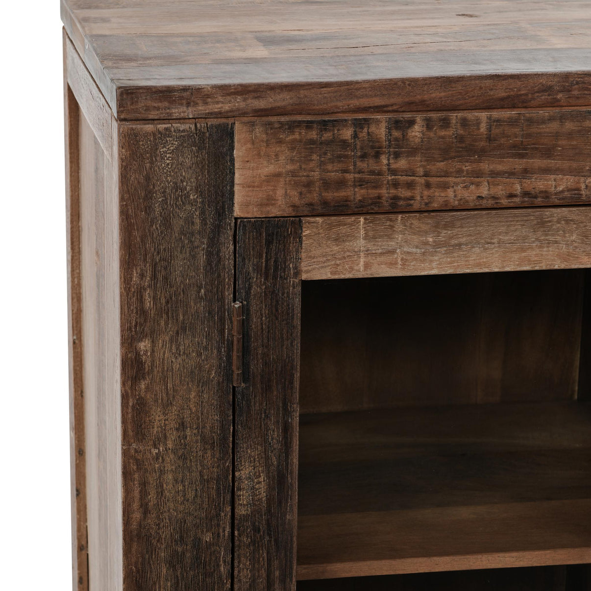 Jett - Wood 4 Door Cabinet - Natural, alternate view 9 with glass