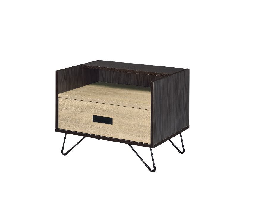 Melkree - Accent Table - Oak & Black, product view with metal