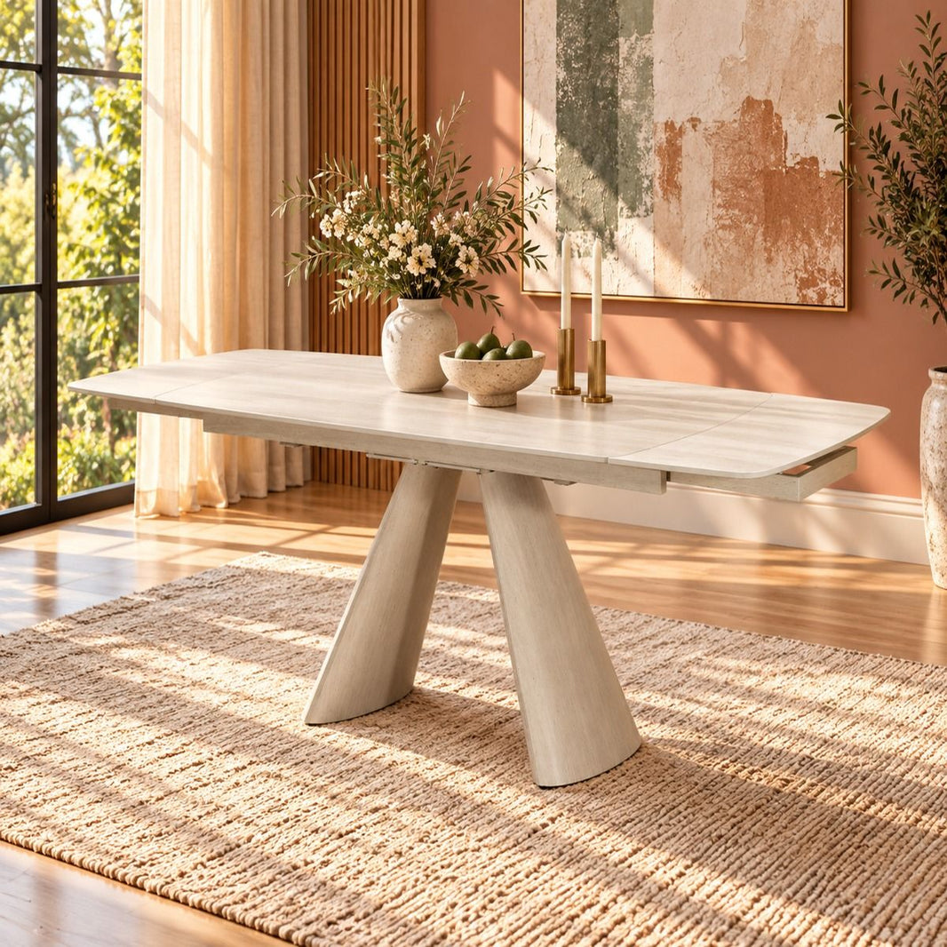 Cassian - Dining Table With Ceramic Top - Cream