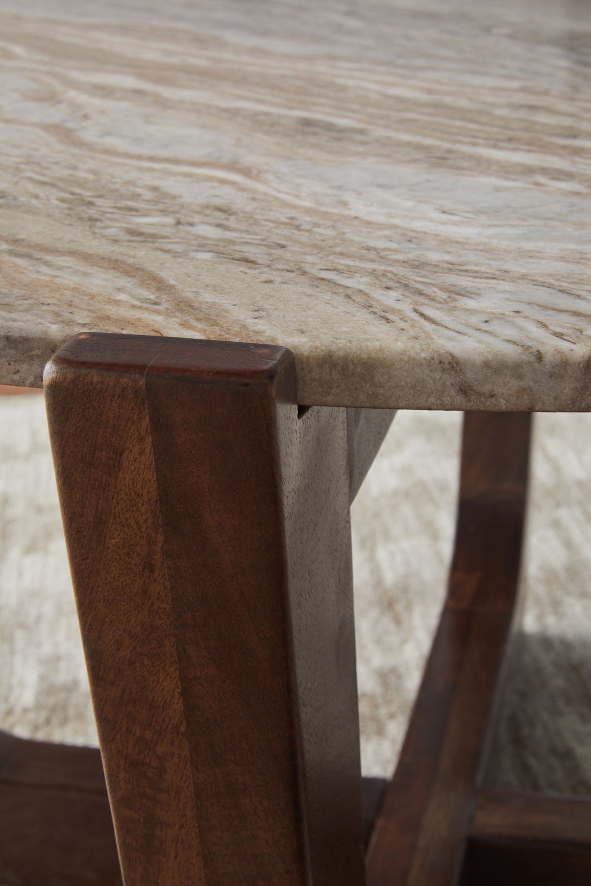 Tanidore - Round Cocktail Table - Warm Brown, alternate view 4 with wood construction