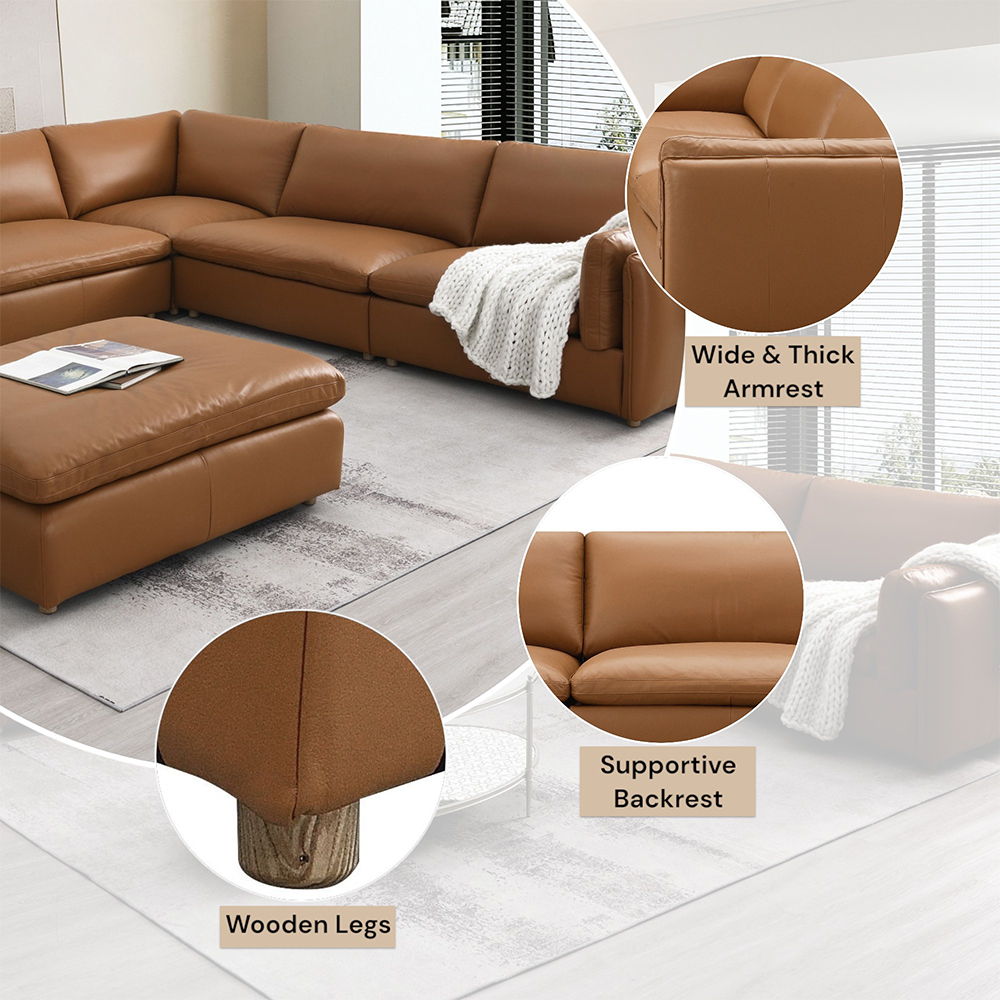 Brighton - Modular Arm Chair, alternate view 16 with top-grain leather
