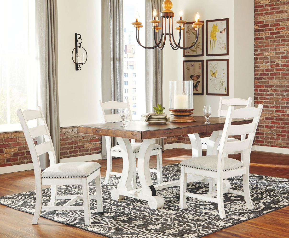 Valebeck - Dining UPH Side Chair (Set of 2) - Beige / White, alternate view 7 with linen fabric
