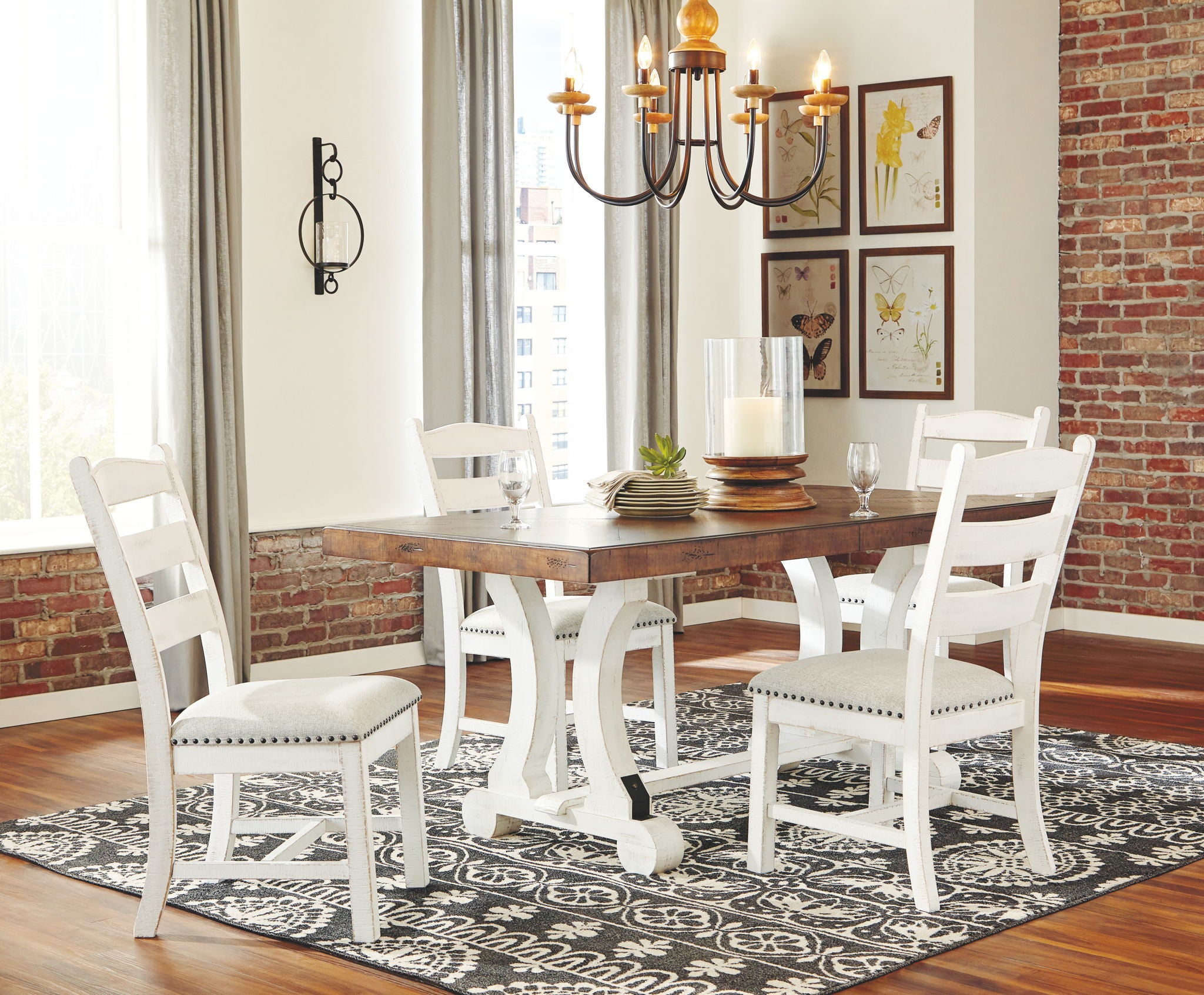 Valebeck - Dining UPH Side Chair (Set of 2) - Beige / White, alternate view 7 with linen fabric