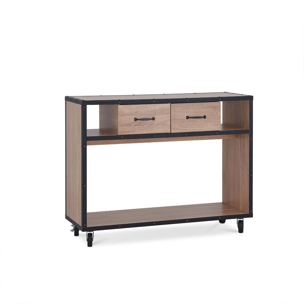 Bemis - Accent Table - Weathered Light Oak, product view with wood construction