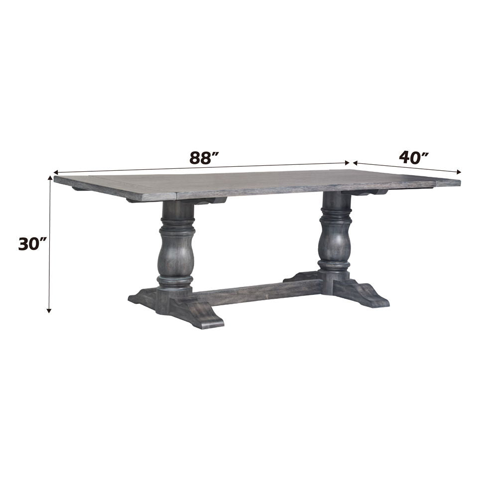 Leventis - 30" Dining Table - Weathered Gray, alternate view 6 with linen fabric