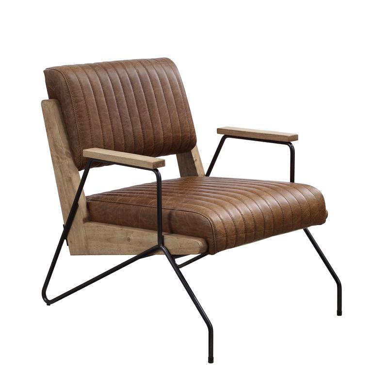 Eacnlz - Accent Chair - Cocoa Top Grain Leather & Matt Iron, alternate view 8 with cotton fabric