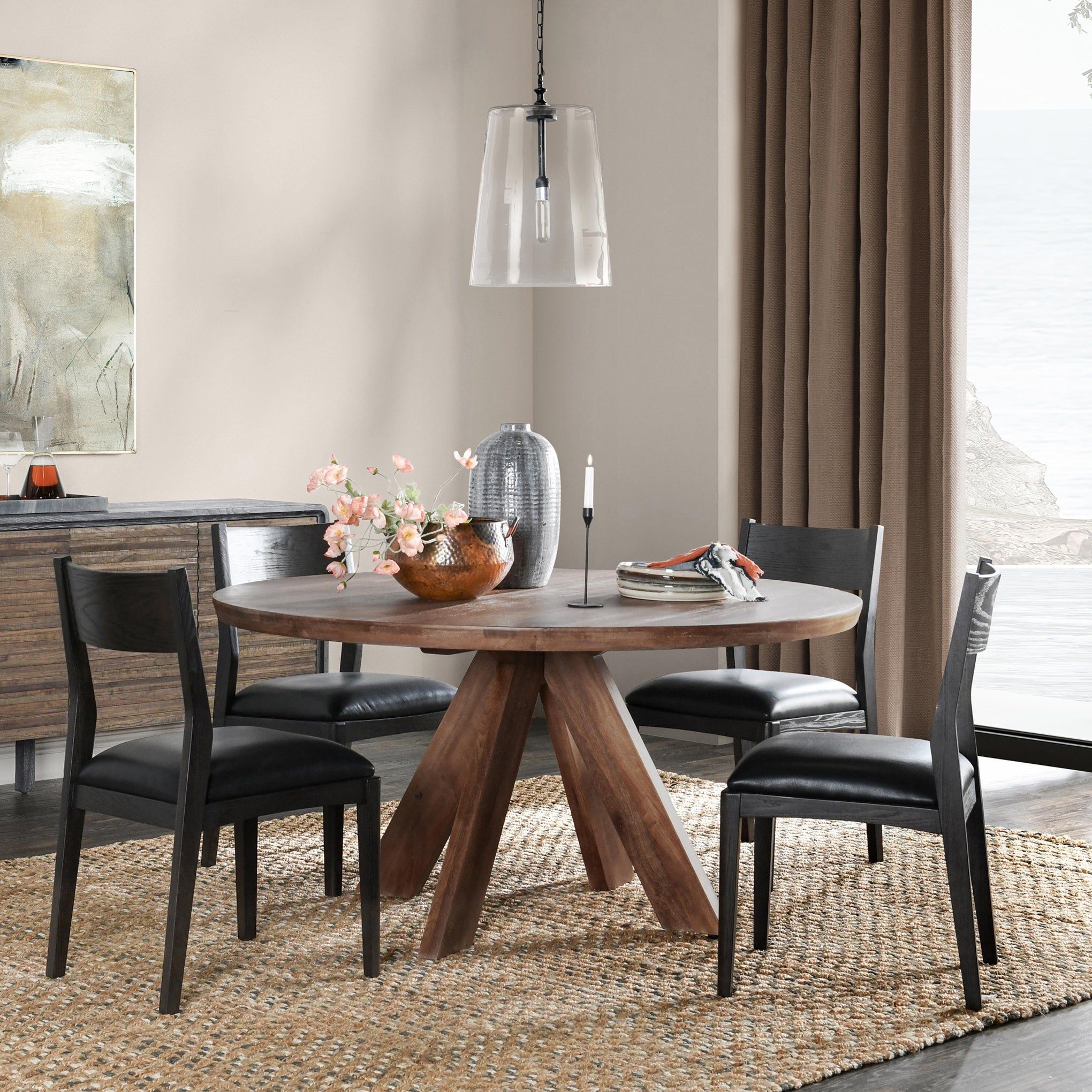 Rodrigo - Round Dining Table - Hickory Brown, alternate view 8 with wood construction