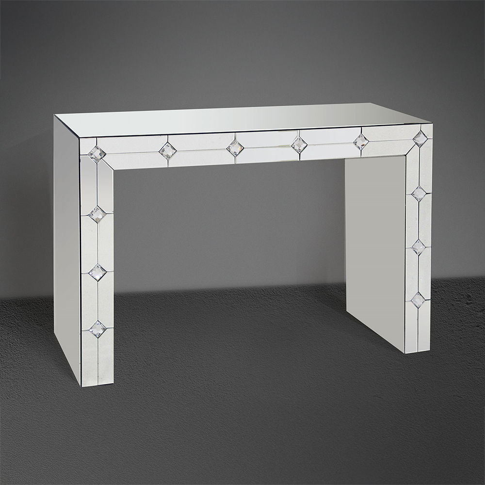 Hessa - Console Table - Mirrored & Faux Rhinestone, alternate view 6 with wood construction