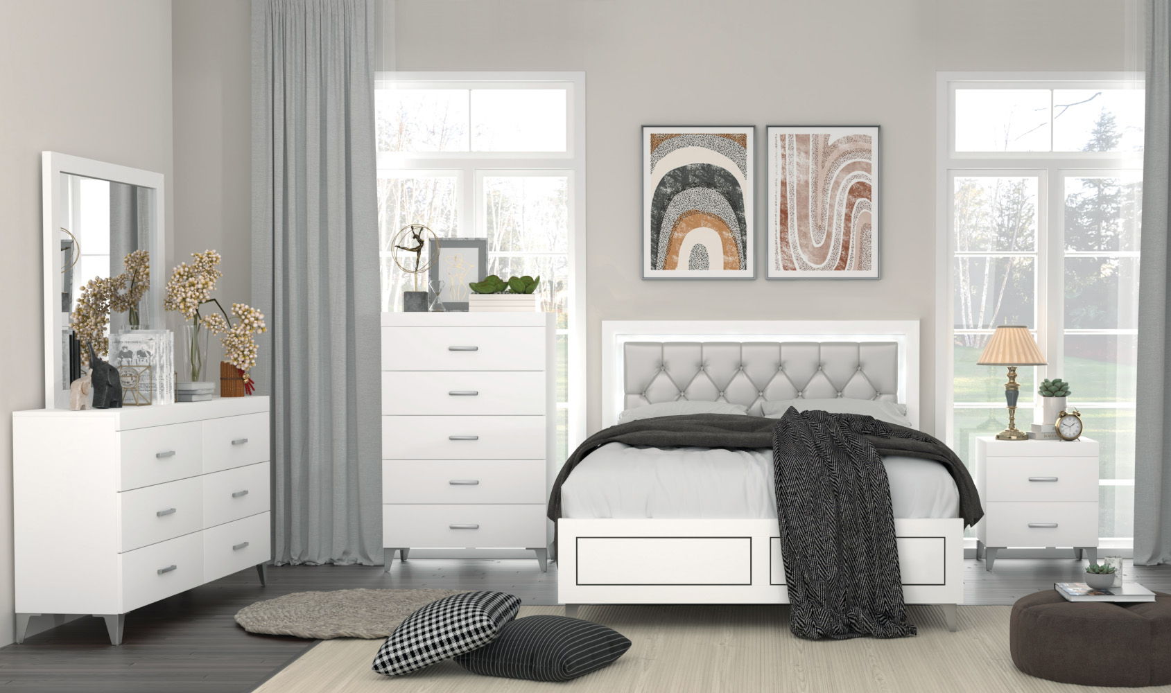Casilda - Mirror - White, alternate view 6 with metal