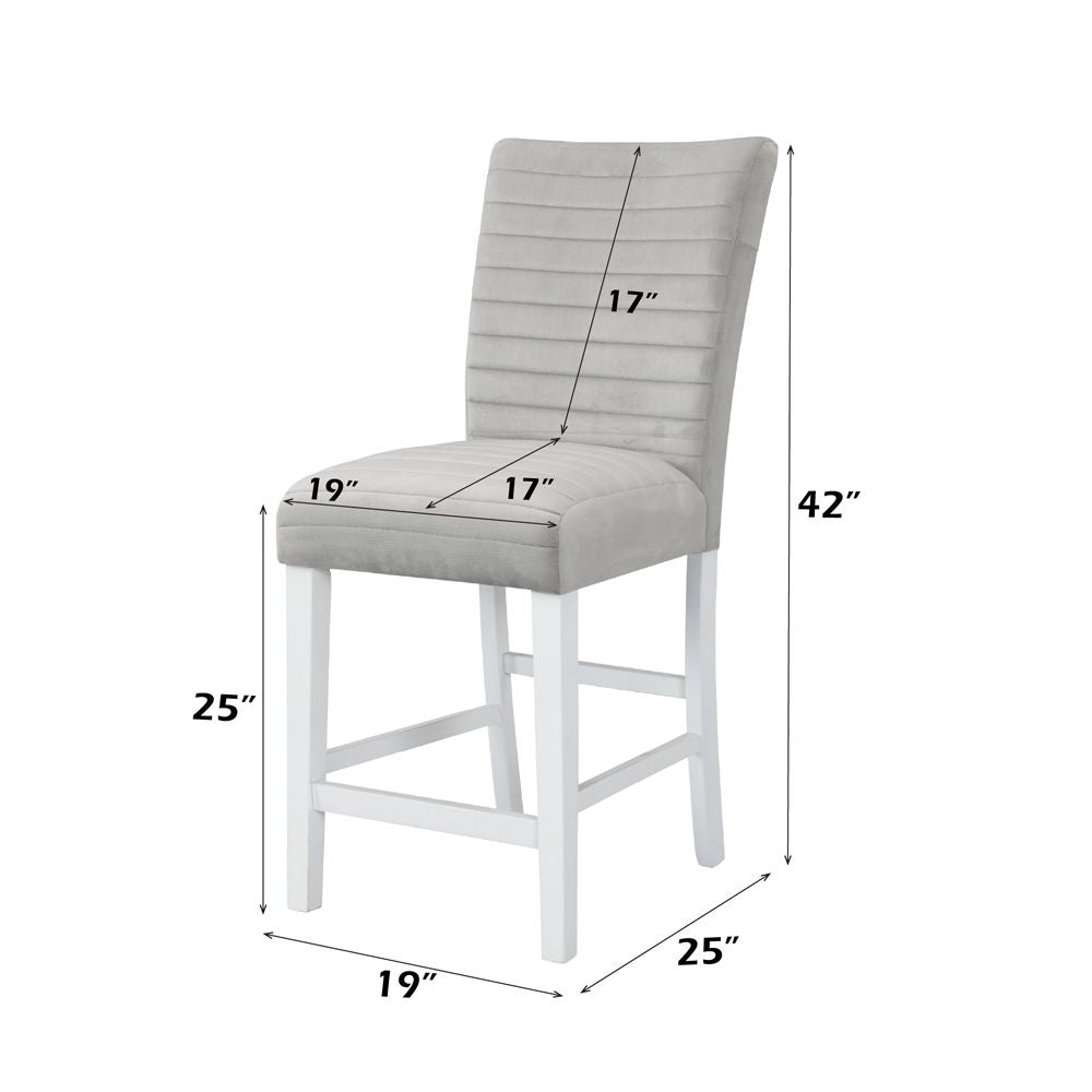 Elizaveta - Counter Height Chair (Set of 2) - Gray Velvet &White High Gloss, alternate view 6