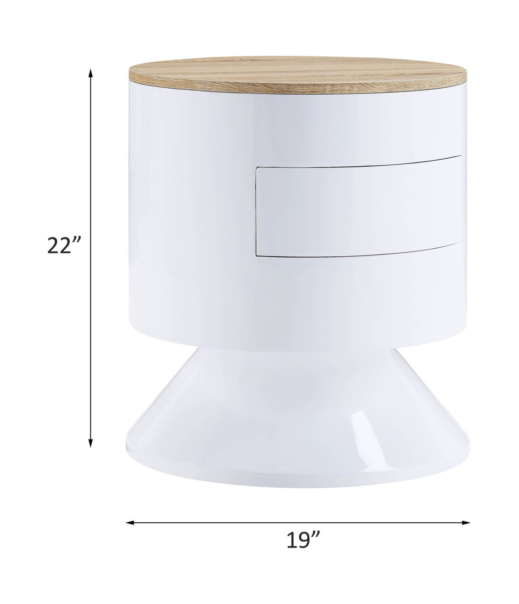 Otith - Accent Table - White High Gloss, alternate view 2 with wood construction