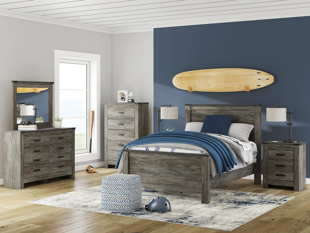 Frandern - Six Drawer Dresser, product view with metal