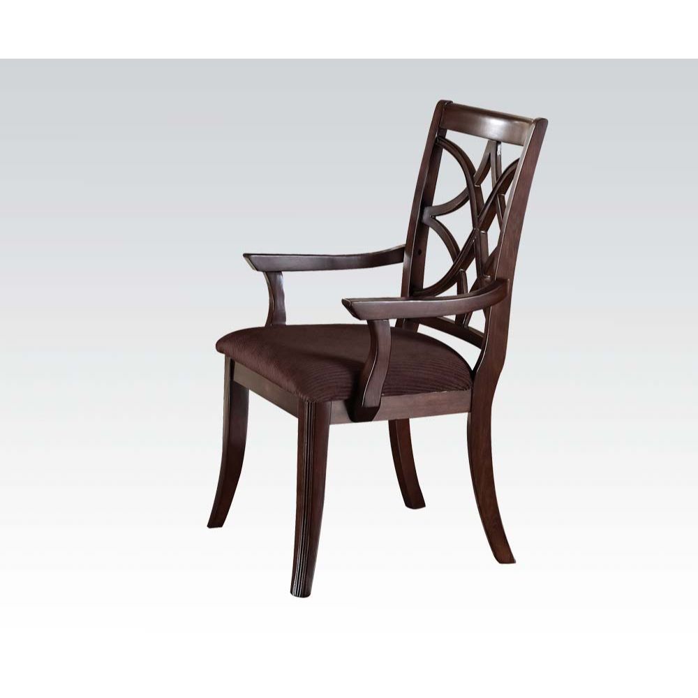 Keenan - Arm Chair (Set of 2) - Brown Microfiber & Dark Walnut, product view with wood construction