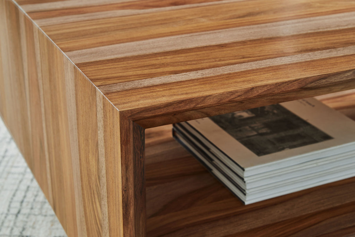 Dressonni - Rectangular Cocktail Table - Brown, alternate view 4 with wood construction