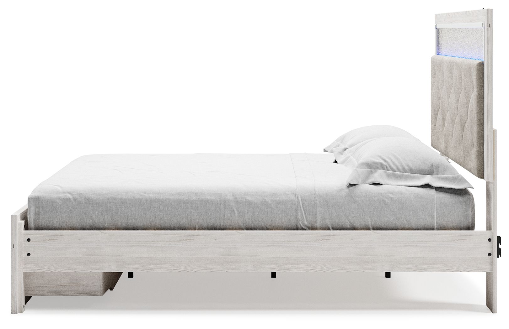 Altyra - King Upholstered Storage Bed - White, alternate view 8 with polyester fabric
