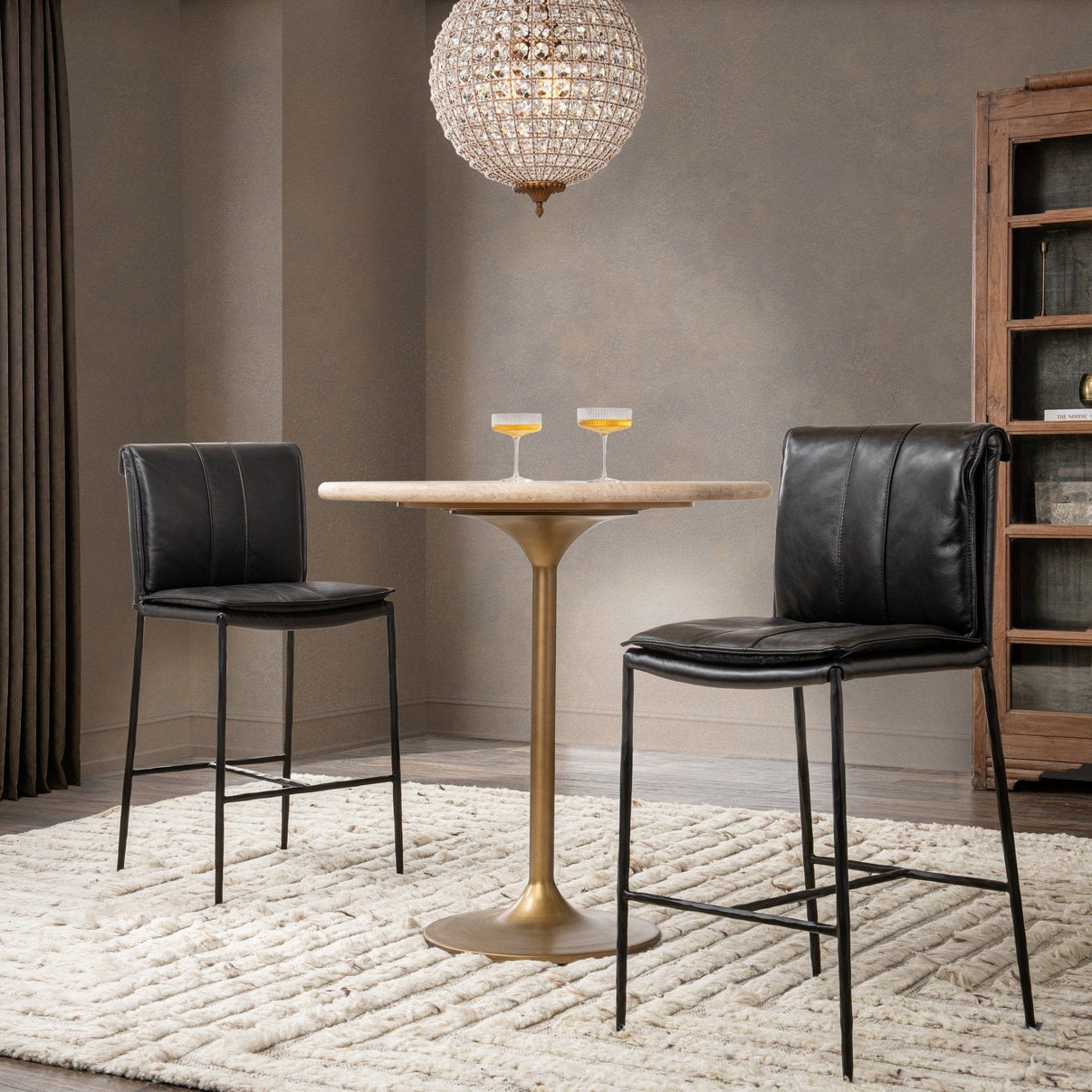 Malani - Travertine Gathering Table, alternate view 14 with metal