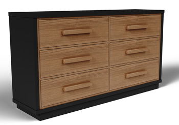 Kozmour - Six Drawer Dresser - Black / Brown, product view with engineered wood