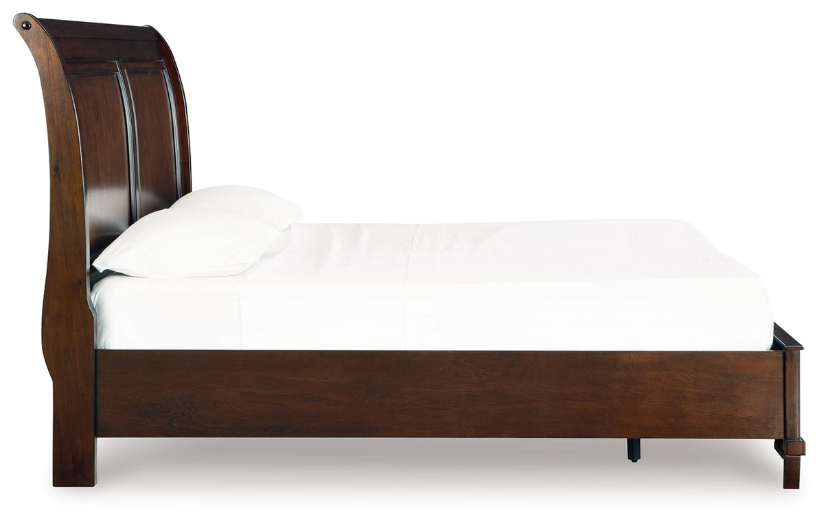 Trellington - King Sleigh Storage Bed - Brown, alternate view 8 with wood construction