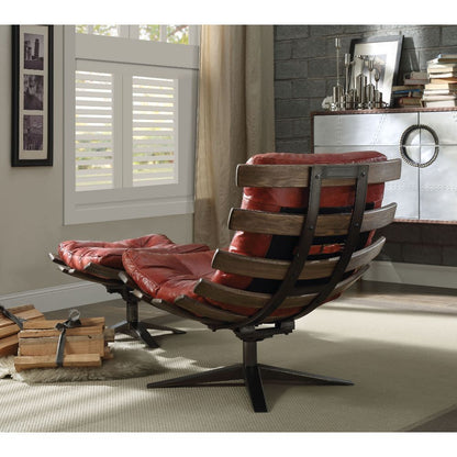 Gandy - 2Pc Pk Chair & Ottoman, alternate view 5 with top-grain leather