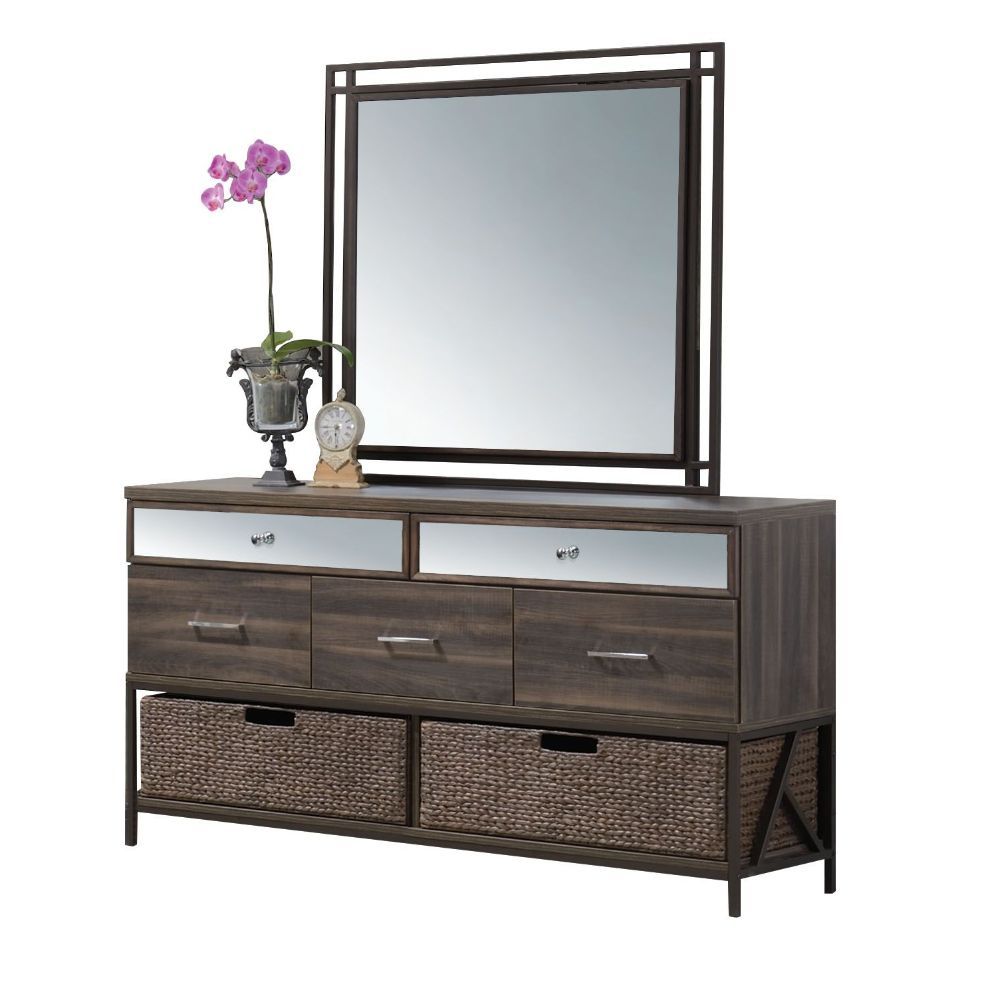 Adrianna - Mirror - Walnut, alternate view 2 with wood construction