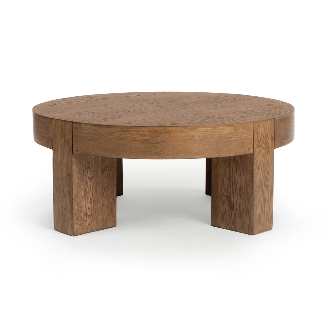 Bristol - Round Coffee Table - Cafe Brown, product view with wood construction
