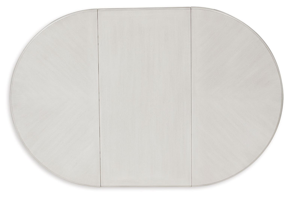 Montelaine - Oval Dining Room Extension Table - Antique White, alternate view 9 with wood construction