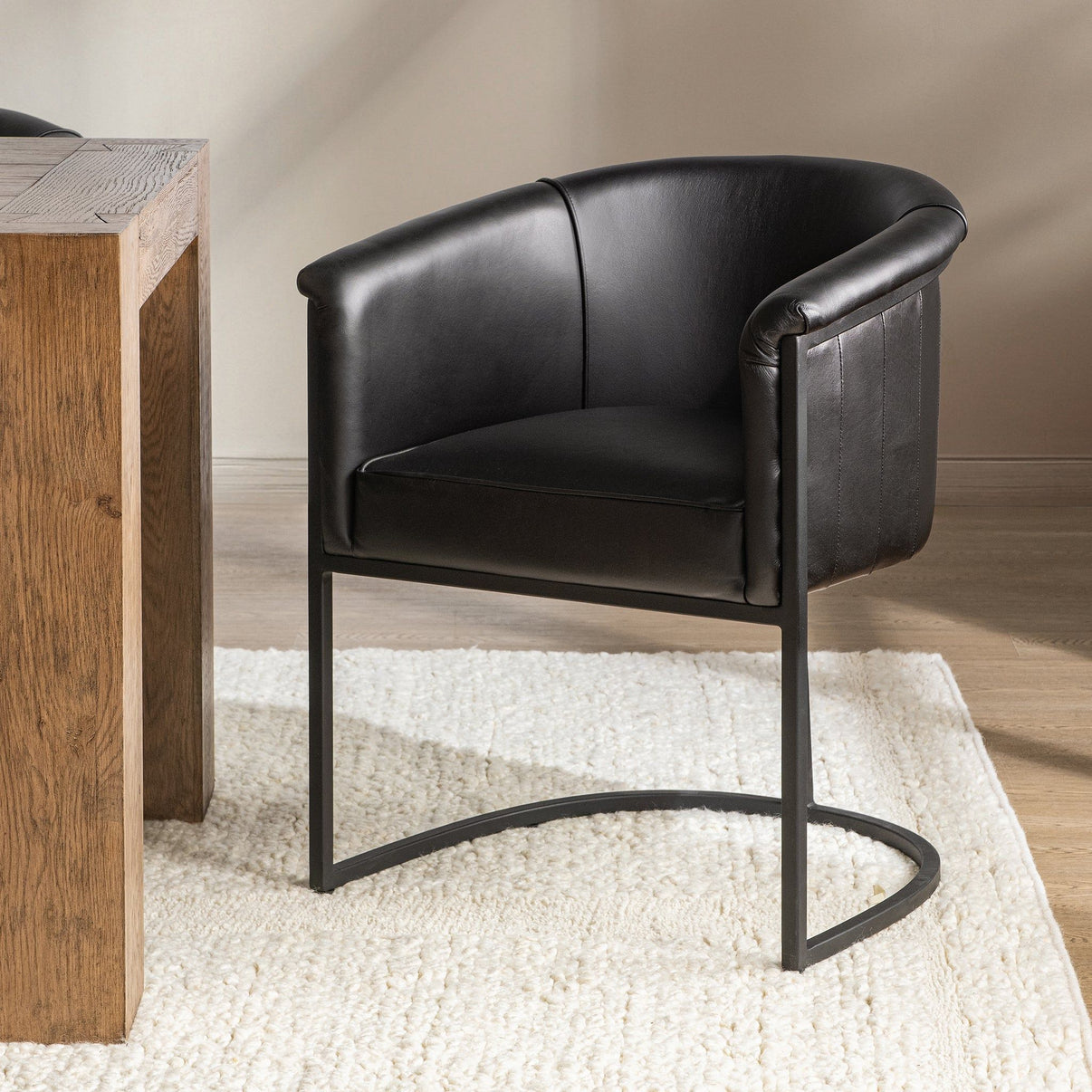 Hester - Dining Chair - Black, alternate view 8 with top-grain leather