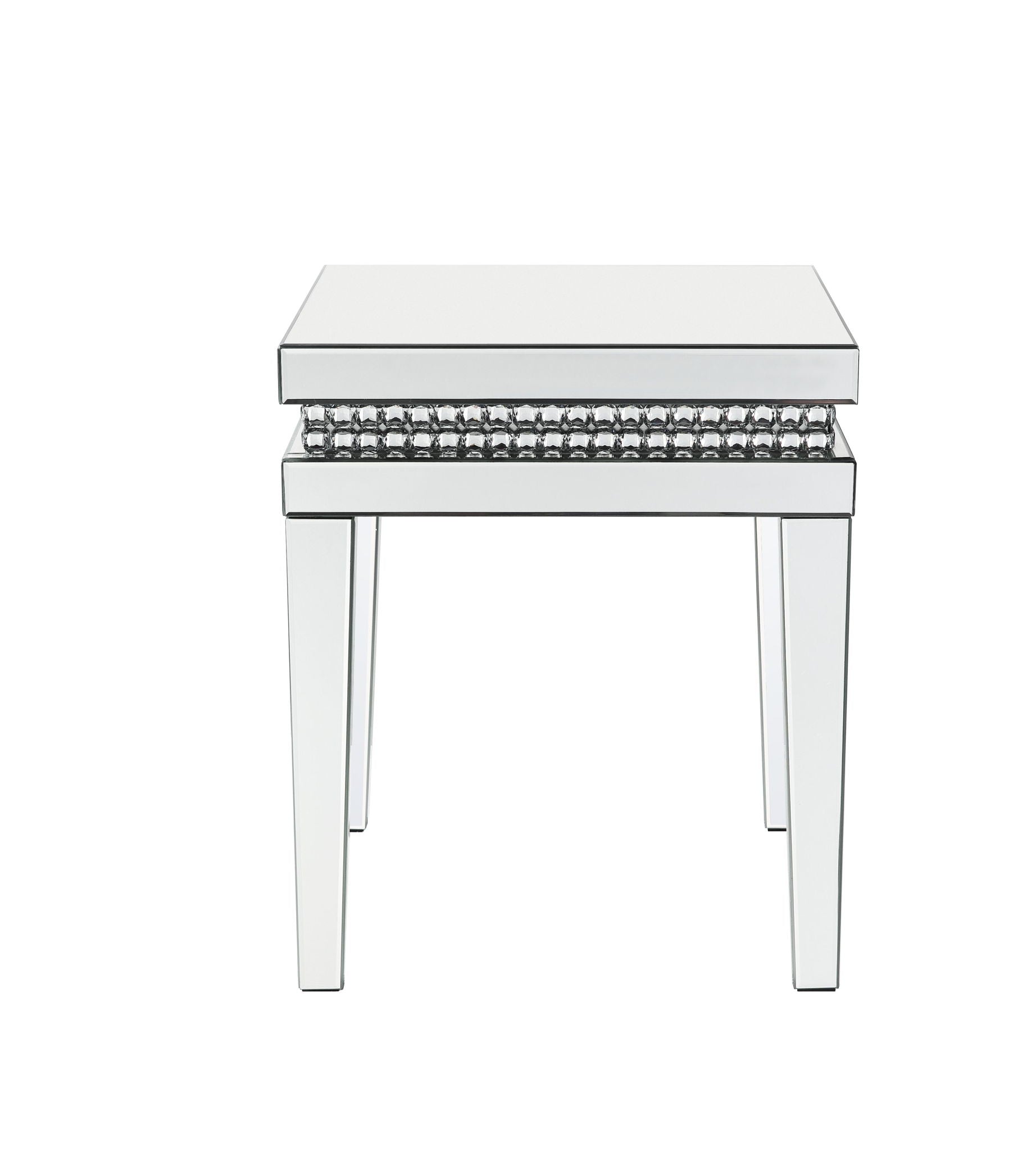 Lotus - 20" End Table - Mirrored & Faux Ice Cube Crystals, alternate view 5 with wood construction