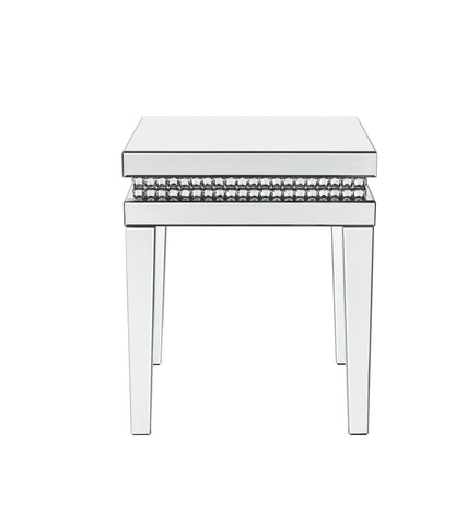 Lotus - 20" End Table - Mirrored & Faux Ice Cube Crystals, alternate view 5 with wood construction