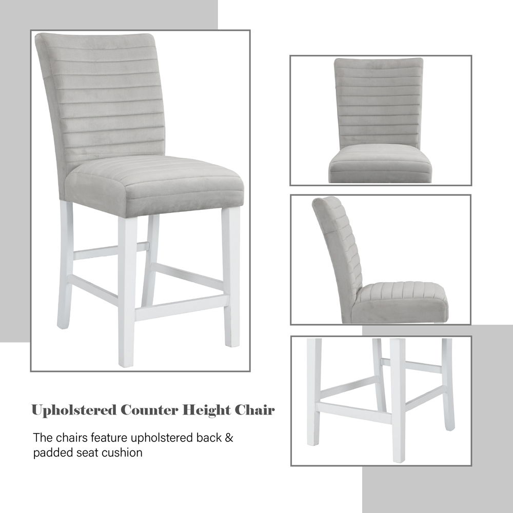 Elizaveta - Counter Height Chair (Set of 2) - Gray Velvet &White High Gloss, alternate view 7