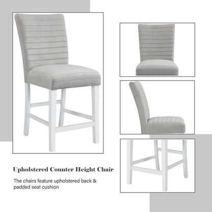 Elizaveta - Counter Height Chair (Set of 2) - Gray Velvet &White High Gloss, alternate view 7