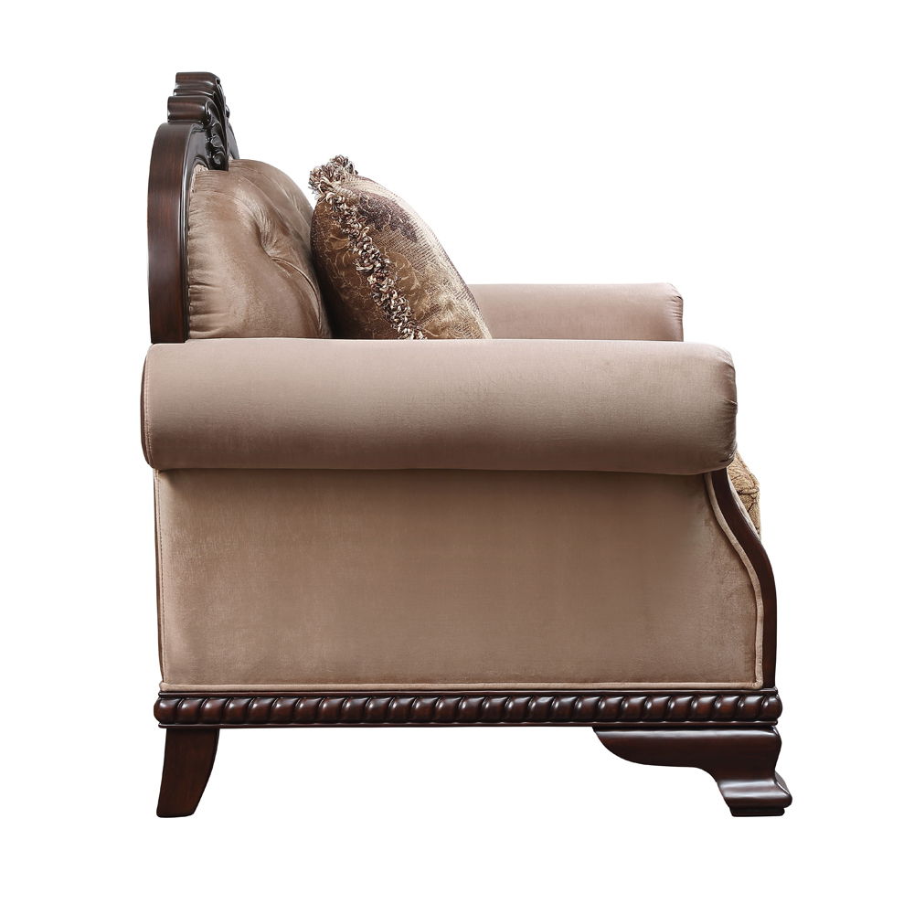 Chateau De Ville - Sofa With 5 Pillows (Same Lv01588) - Fabric & Espresso, alternate view 7 with wood construction