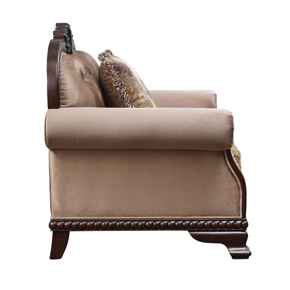 Chateau De Ville - Sofa With 5 Pillows (Same Lv01588) - Fabric & Espresso, alternate view 7 with wood construction