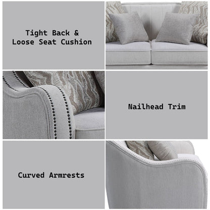 Mahler - Loveseat With 4 Pillows - Beige Linen