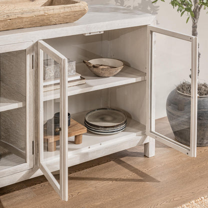 Hera - 4 Door Buffet - Creamwood, alternate view 8 with glass