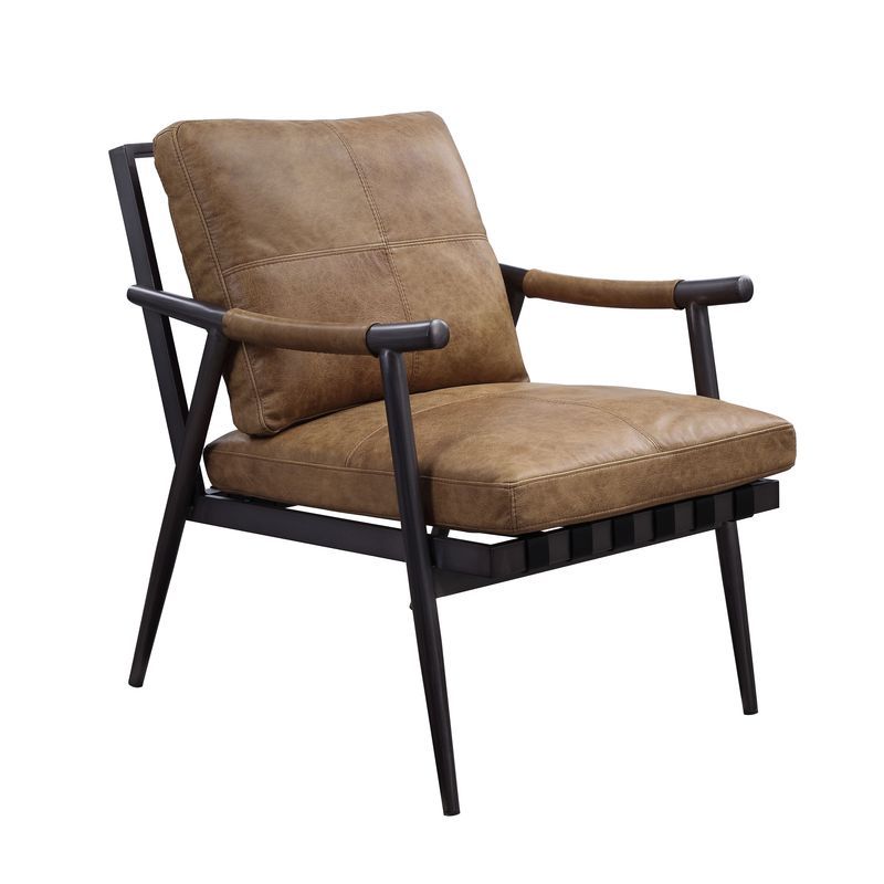 Anzan - Accent Chair - Berham Chestnut Top Grain Leather & Matt Iron, alternate view 9 with top-grain leather