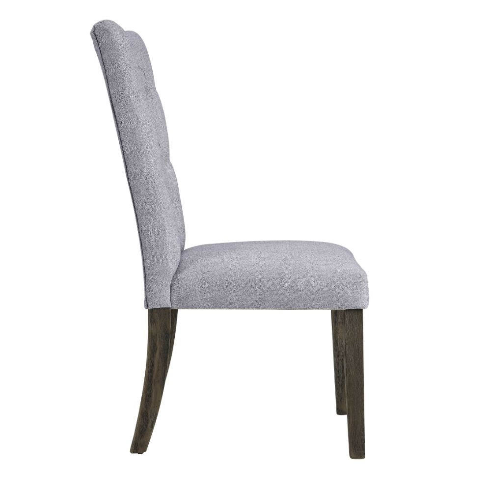 Merel - Side Chair (Set of 2) - Gray Linen & Gray Oak, alternate view 7 with wood construction