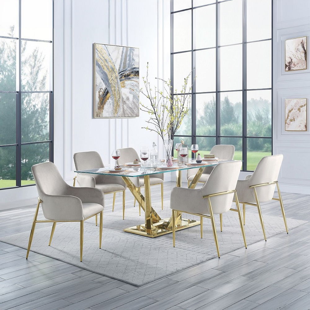 Barnard - Side Chair (Set of 2) - Gray Velvet & Mirrored Gold, alternate view 7