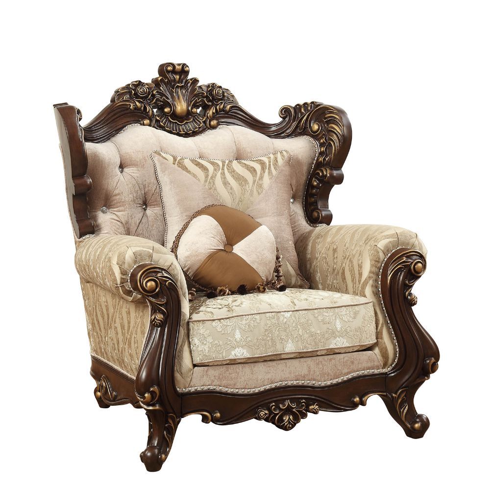Shalisa - Chair With 2 Pillows (Same Lv01587) - Fabric & Walnut, product view with wood construction