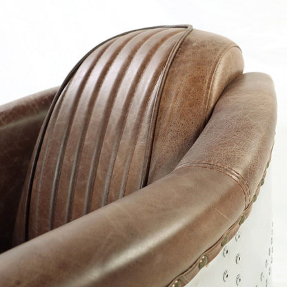 Brancaster - Chair - Retro Brown Top Grain Leather & Aluminum, alternate view 8 with wood construction