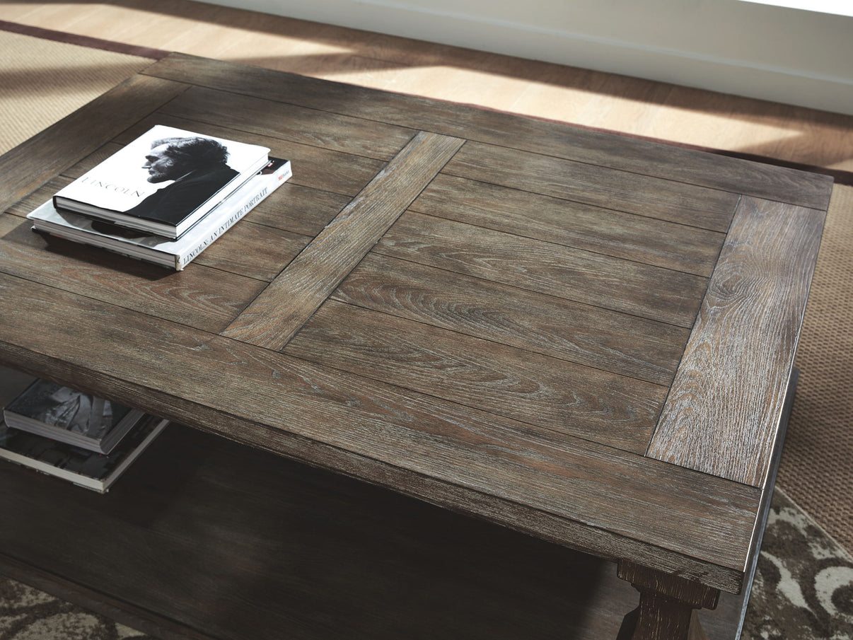 Johnelle - Rectangular Cocktail Table - Gray, alternate view 9 with engineered wood