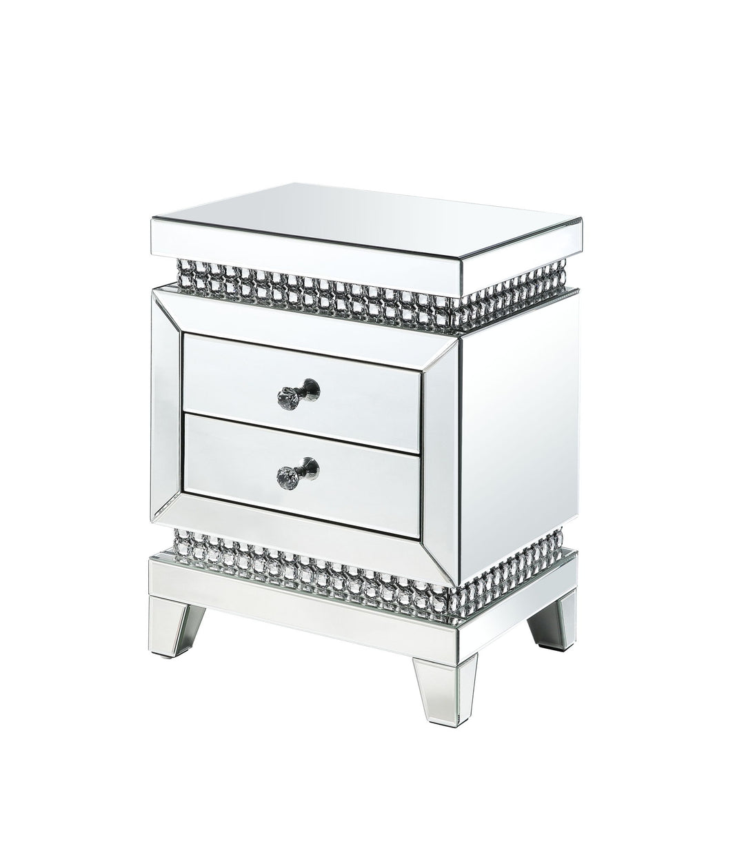 Lotus - Accent Table - Mirrored & Faux Ice Cube Crystals, product view with wood construction