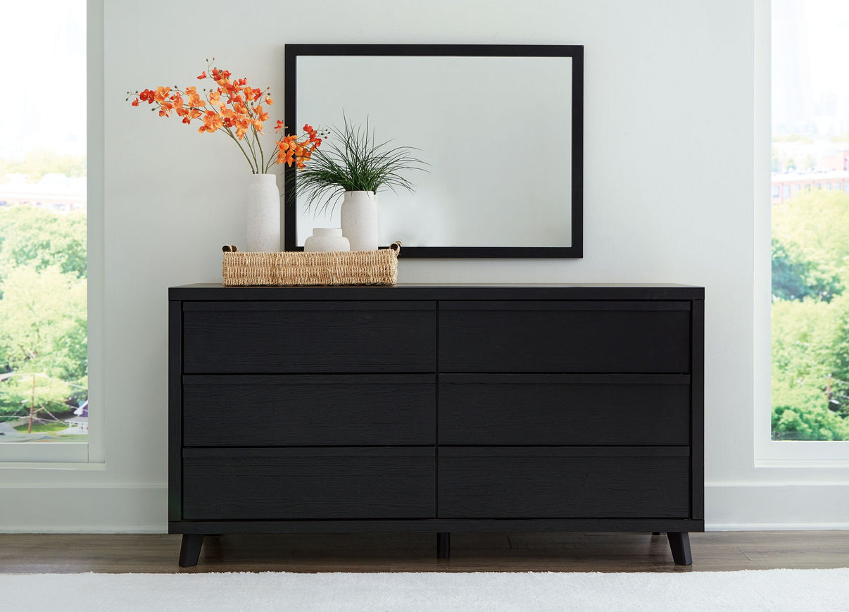 Danziar - Dresser And Mirror - Black, alternate view 8 with linen fabric