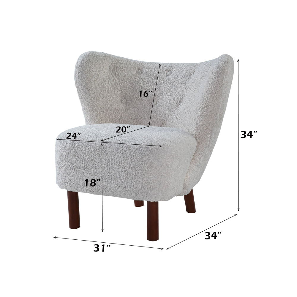 Zusud - Accent Chair - White Teddy Sherpa, alternate view 8 with wood construction