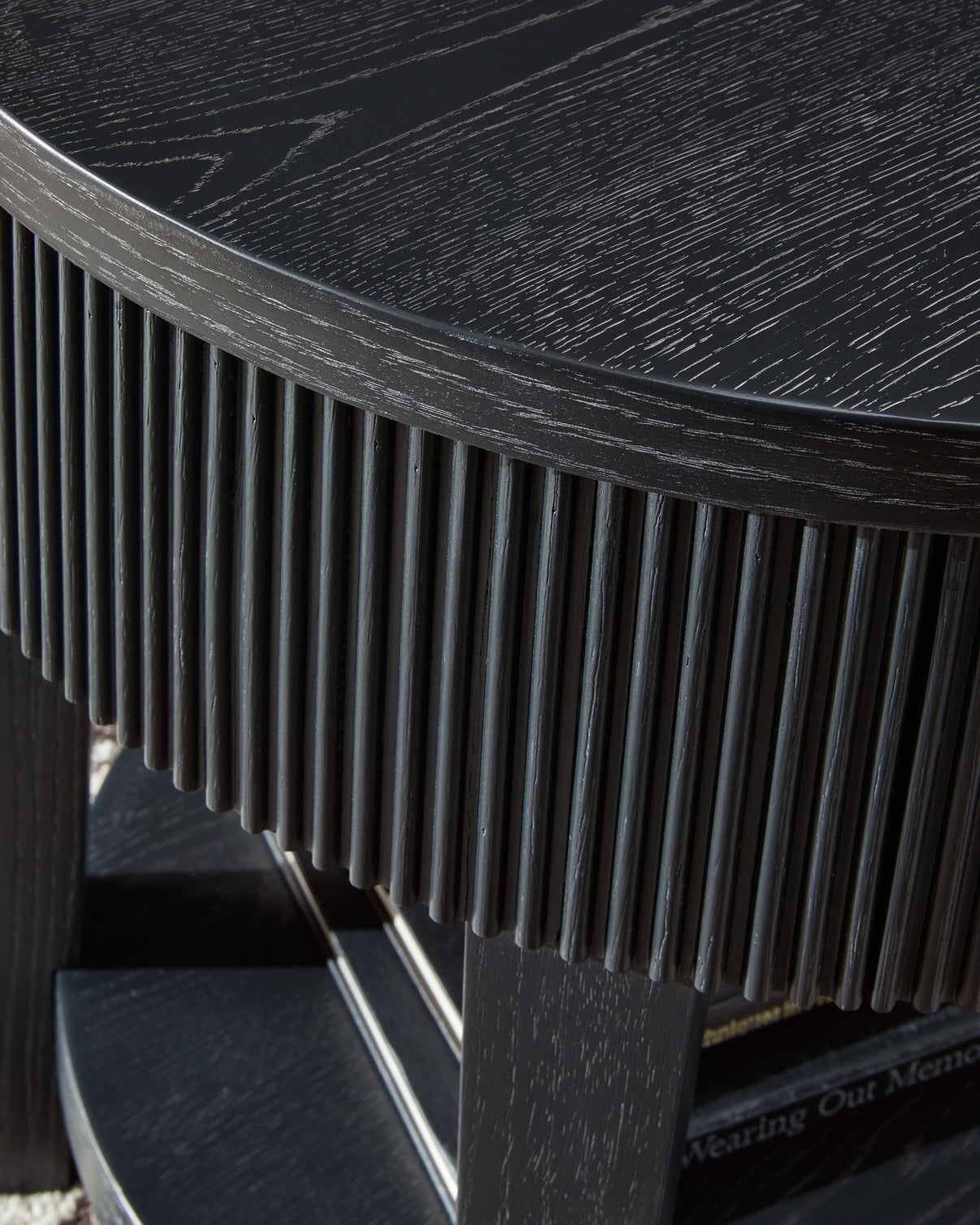 Marstream - Round End Table - Black, alternate view 9 with wood construction