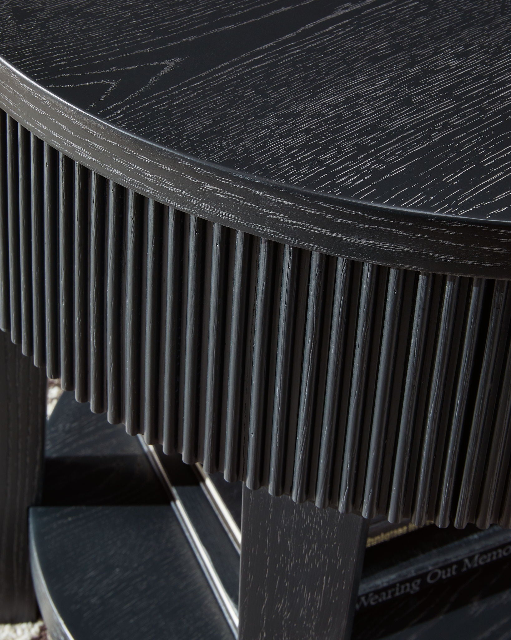 Marstream - Round End Table - Black, alternate view 9 with wood construction