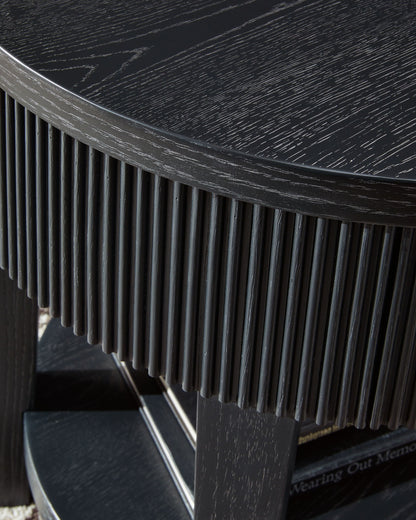 Marstream - Round End Table - Black, alternate view 9 with wood construction